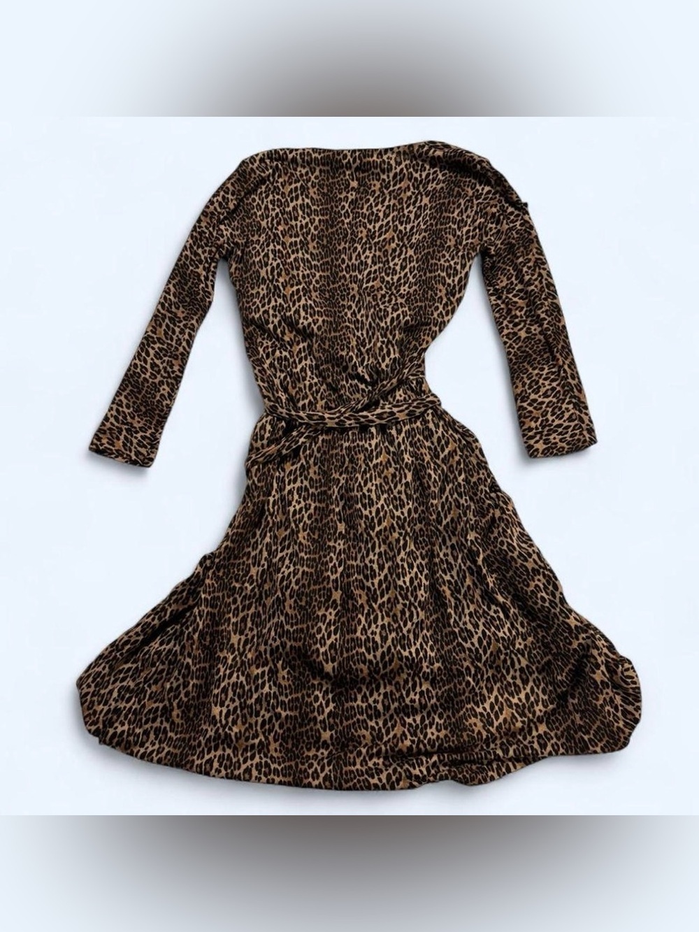 MaxMara Studio Wool Blend Leopard Print Wrap Dress Small Minor Flaw Sleeve - Picture 3 of 7